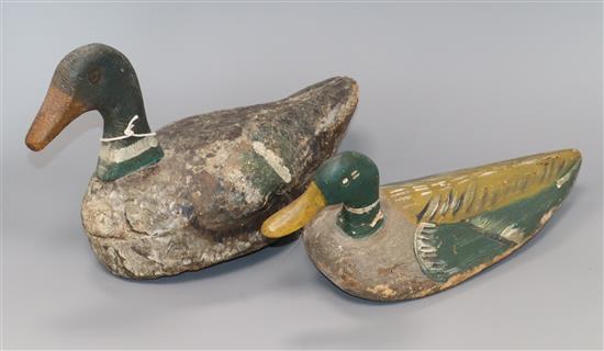 Two 19th century painted wood decoy ducks